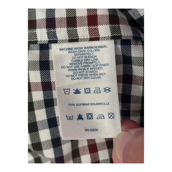 Lands End Shirt Men 18 Big & Tall Supima Cotton Black Red White Checked No Iron‎ - Picture 8 of 8